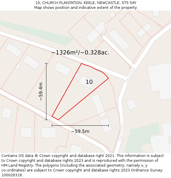 10, CHURCH PLANTATION, KEELE, NEWCASTLE, ST5 5AY: Plot and title map