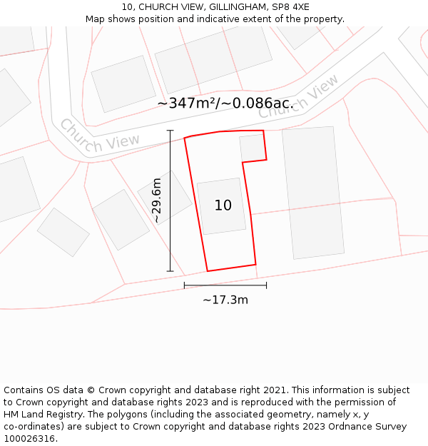 10, CHURCH VIEW, GILLINGHAM, SP8 4XE: Plot and title map