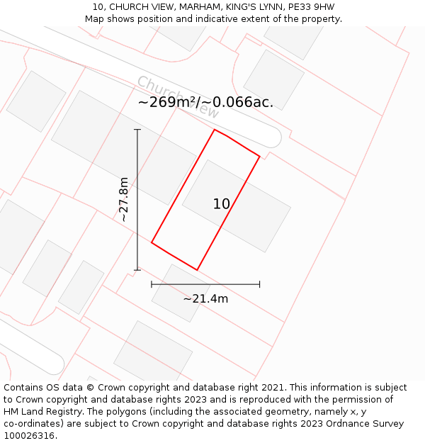 10, CHURCH VIEW, MARHAM, KING'S LYNN, PE33 9HW: Plot and title map