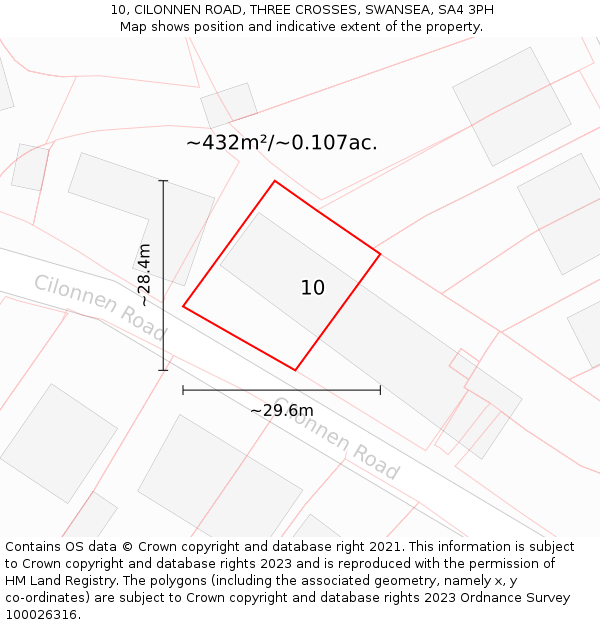 10, CILONNEN ROAD, THREE CROSSES, SWANSEA, SA4 3PH: Plot and title map