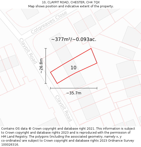 10, CLAYPIT ROAD, CHESTER, CH4 7QX: Plot and title map