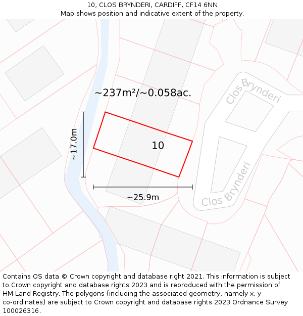 10, CLOS BRYNDERI, CARDIFF, CF14 6NN: Plot and title map