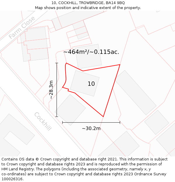 10, COCKHILL, TROWBRIDGE, BA14 9BQ: Plot and title map