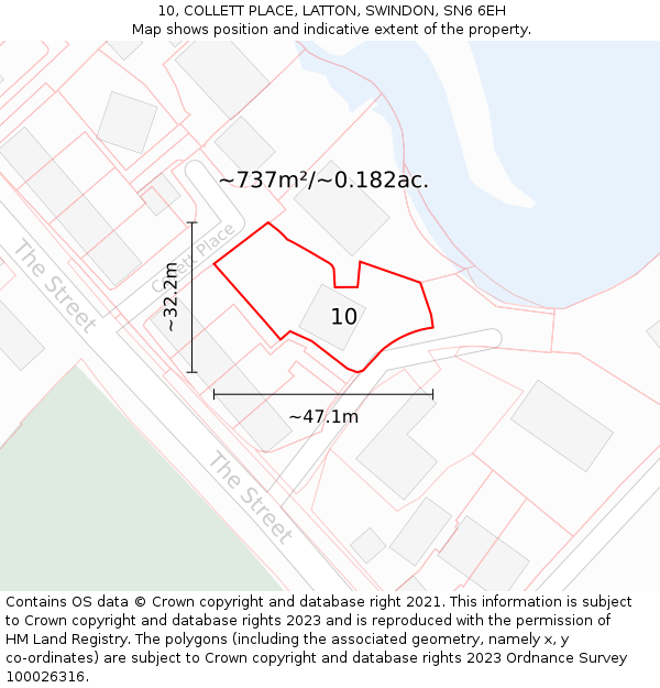 10, COLLETT PLACE, LATTON, SWINDON, SN6 6EH: Plot and title map