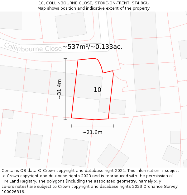 10, COLLINBOURNE CLOSE, STOKE-ON-TRENT, ST4 8GU: Plot and title map