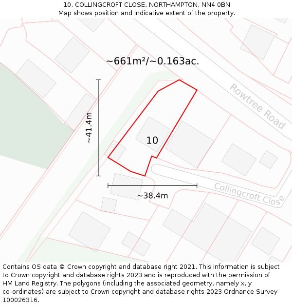 10, COLLINGCROFT CLOSE, NORTHAMPTON, NN4 0BN: Plot and title map