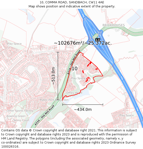 10, COMMA ROAD, SANDBACH, CW11 4AE: Plot and title map