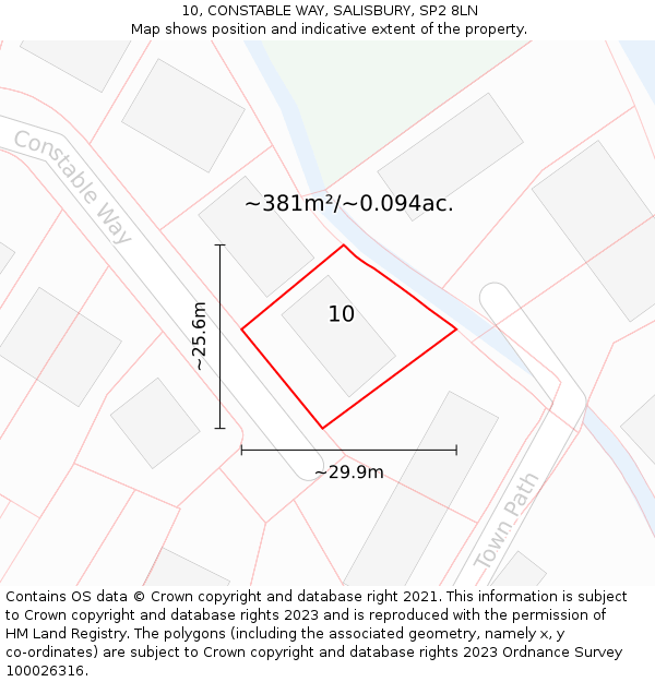 10, CONSTABLE WAY, SALISBURY, SP2 8LN: Plot and title map