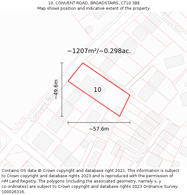 10, CONVENT ROAD, BROADSTAIRS, CT10 3BE: Plot and title map