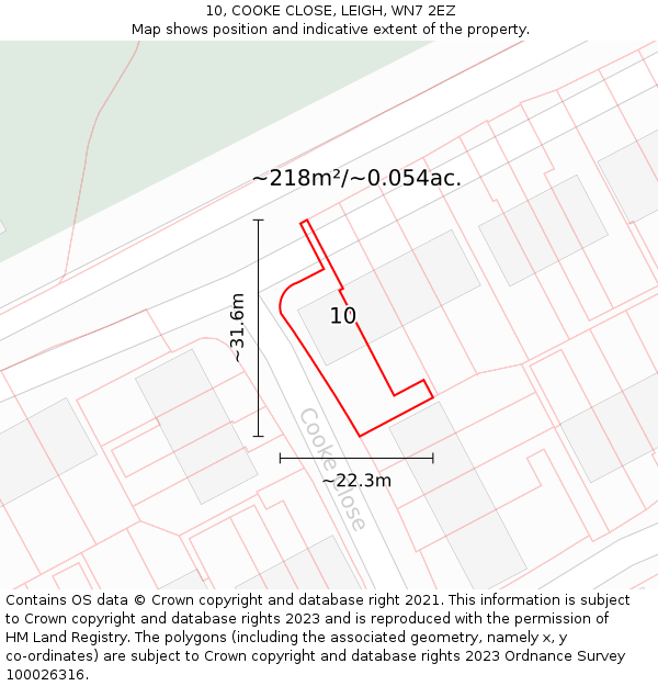 10, COOKE CLOSE, LEIGH, WN7 2EZ: Plot and title map