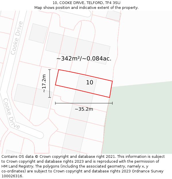 10, COOKE DRIVE, TELFORD, TF4 3SU: Plot and title map