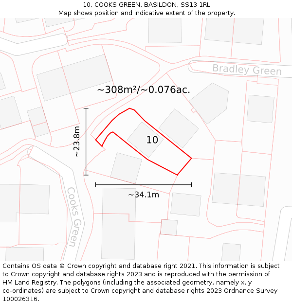 10, COOKS GREEN, BASILDON, SS13 1RL: Plot and title map