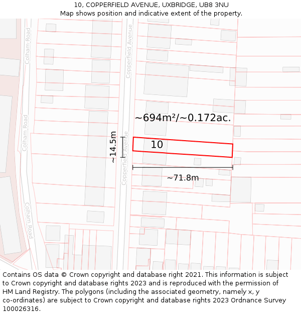 10, COPPERFIELD AVENUE, UXBRIDGE, UB8 3NU: Plot and title map