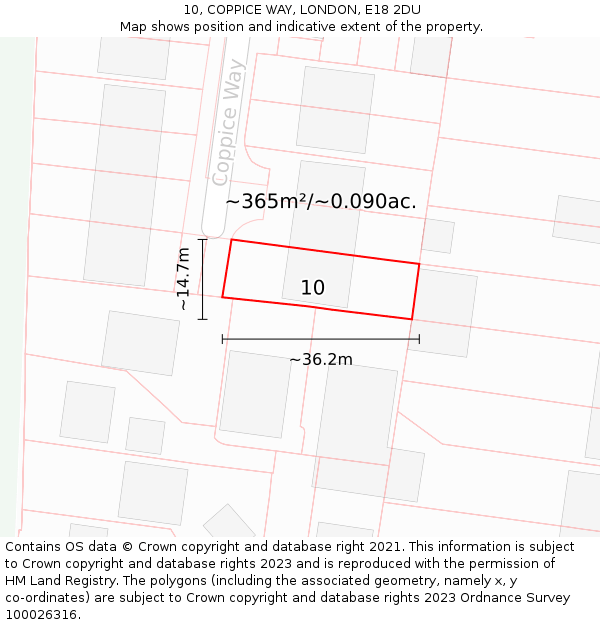 10, COPPICE WAY, LONDON, E18 2DU: Plot and title map