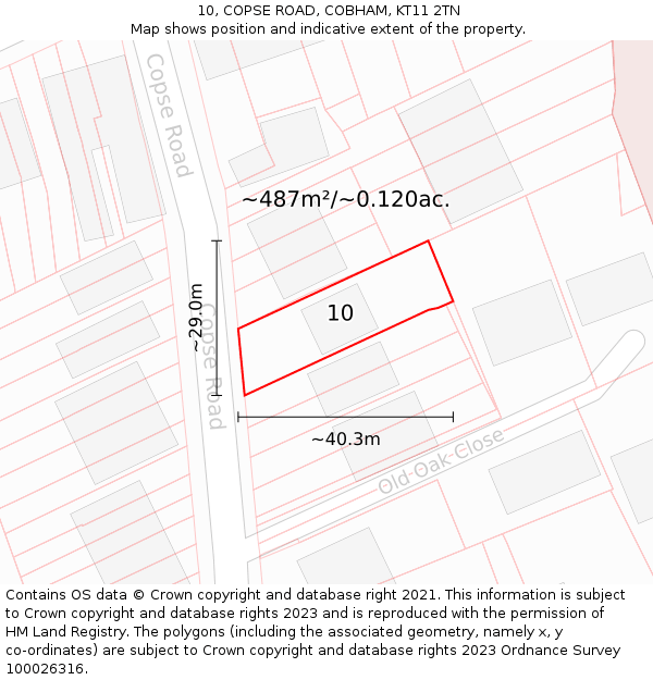 10, COPSE ROAD, COBHAM, KT11 2TN: Plot and title map