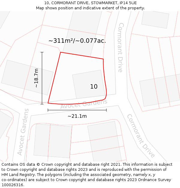 10, CORMORANT DRIVE, STOWMARKET, IP14 5UE: Plot and title map