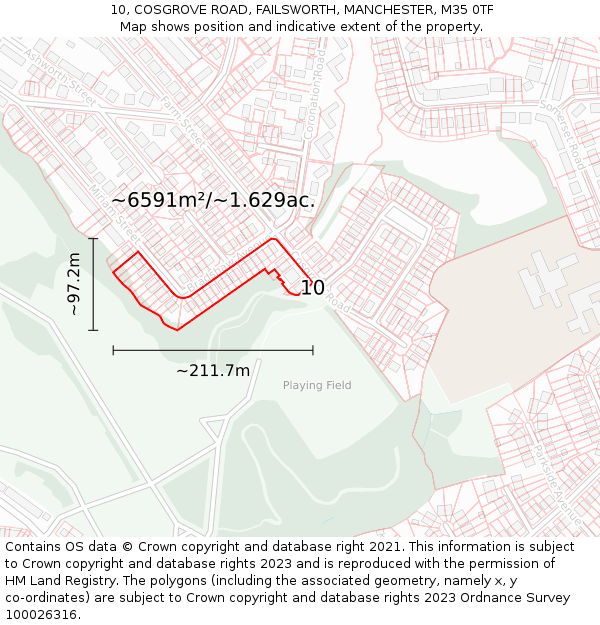 10, COSGROVE ROAD, FAILSWORTH, MANCHESTER, M35 0TF: Plot and title map