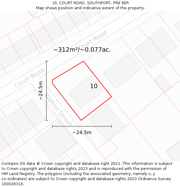 10, COURT ROAD, SOUTHPORT, PR9 9ER: Plot and title map