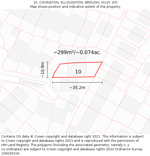 10, COVINGTON, ELLOUGHTON, BROUGH, HU15 1FD: Plot and title map