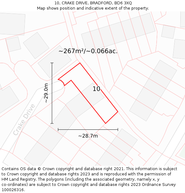 10, CRAKE DRIVE, BRADFORD, BD6 3XQ: Plot and title map