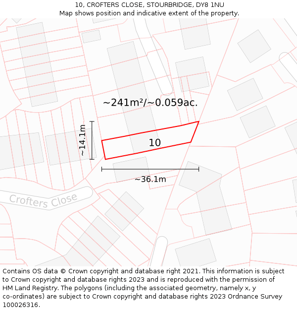 10, CROFTERS CLOSE, STOURBRIDGE, DY8 1NU: Plot and title map
