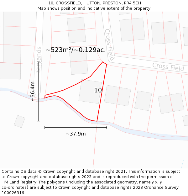 10, CROSSFIELD, HUTTON, PRESTON, PR4 5EH: Plot and title map