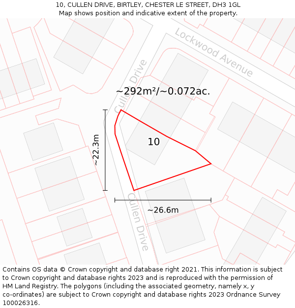 10, CULLEN DRIVE, BIRTLEY, CHESTER LE STREET, DH3 1GL: Plot and title map