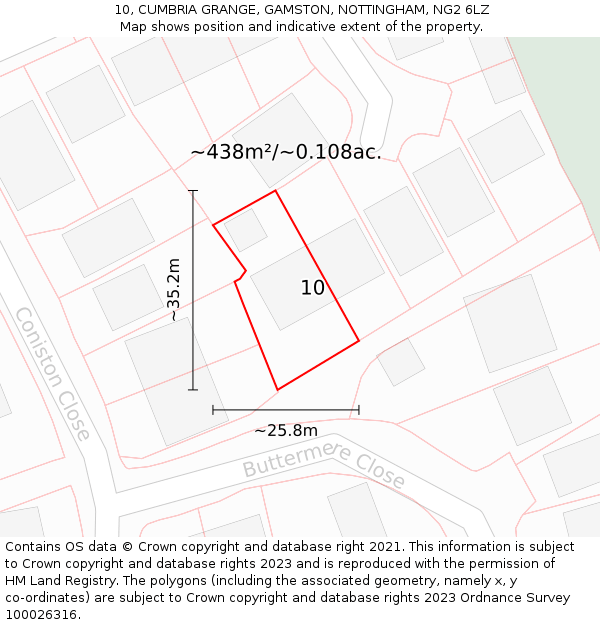 10, CUMBRIA GRANGE, GAMSTON, NOTTINGHAM, NG2 6LZ: Plot and title map