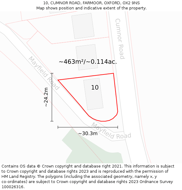 10, CUMNOR ROAD, FARMOOR, OXFORD, OX2 9NS: Plot and title map