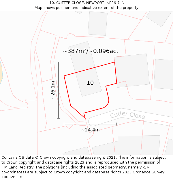 10, CUTTER CLOSE, NEWPORT, NP19 7LN: Plot and title map