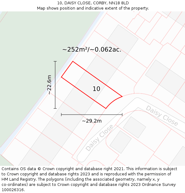 10, DAISY CLOSE, CORBY, NN18 8LD: Plot and title map