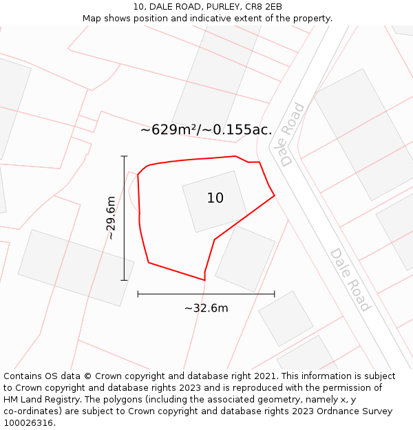 10, DALE ROAD, PURLEY, CR8 2EB: Plot and title map