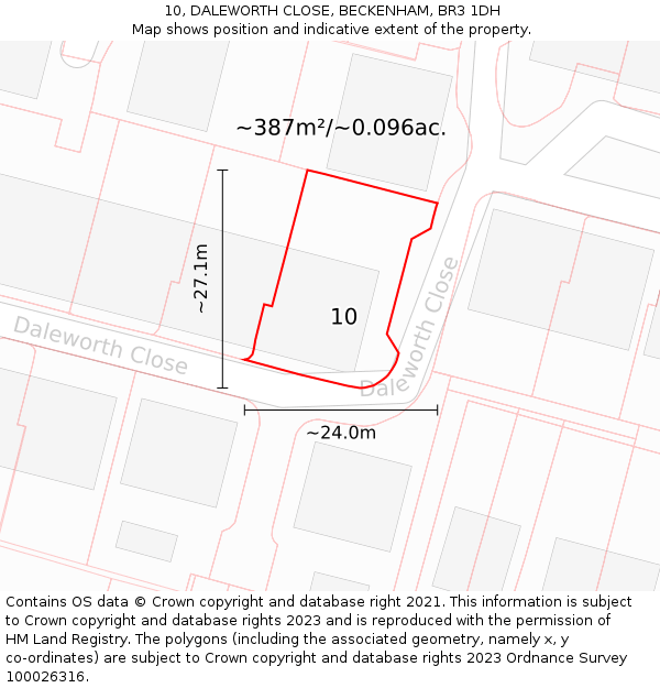 10, DALEWORTH CLOSE, BECKENHAM, BR3 1DH: Plot and title map