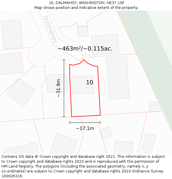 10, DALMAHOY, WASHINGTON, NE37 1SF: Plot and title map