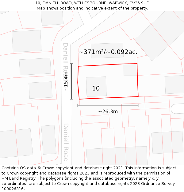 10, DANIELL ROAD, WELLESBOURNE, WARWICK, CV35 9UD: Plot and title map