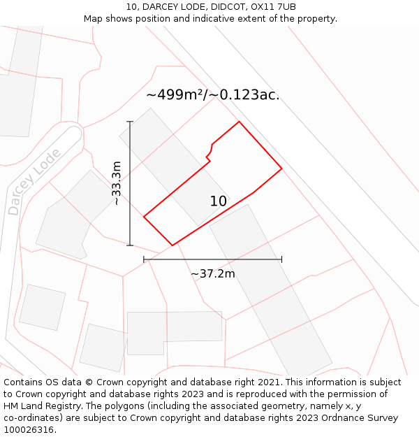 10, DARCEY LODE, DIDCOT, OX11 7UB: Plot and title map