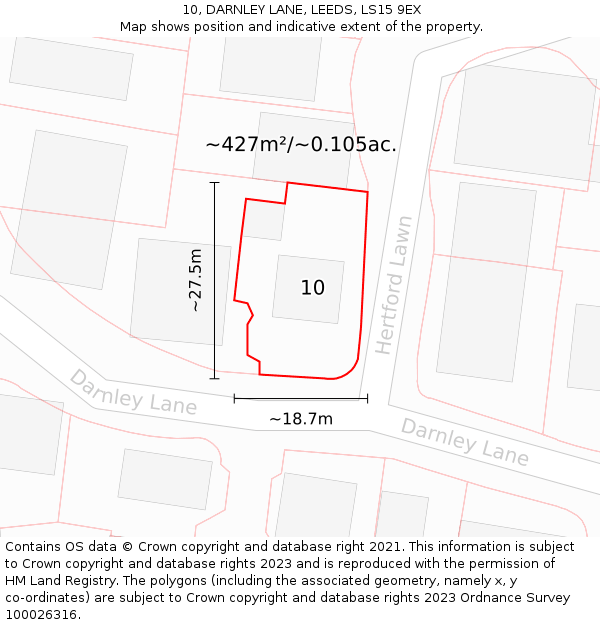 10, DARNLEY LANE, LEEDS, LS15 9EX: Plot and title map