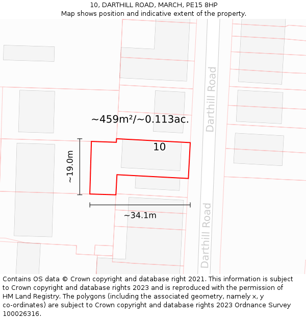 10, DARTHILL ROAD, MARCH, PE15 8HP: Plot and title map