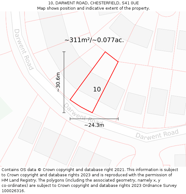 10, DARWENT ROAD, CHESTERFIELD, S41 0UE: Plot and title map