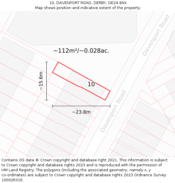 10, DAVENPORT ROAD, DERBY, DE24 8AX: Plot and title map