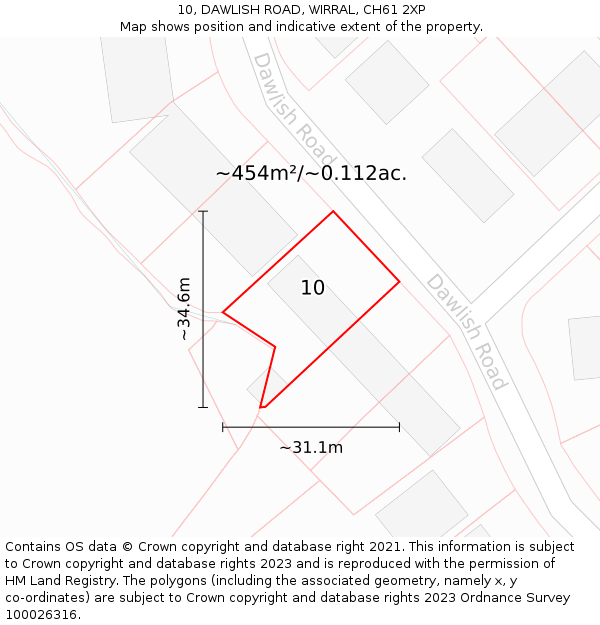 10, DAWLISH ROAD, WIRRAL, CH61 2XP: Plot and title map