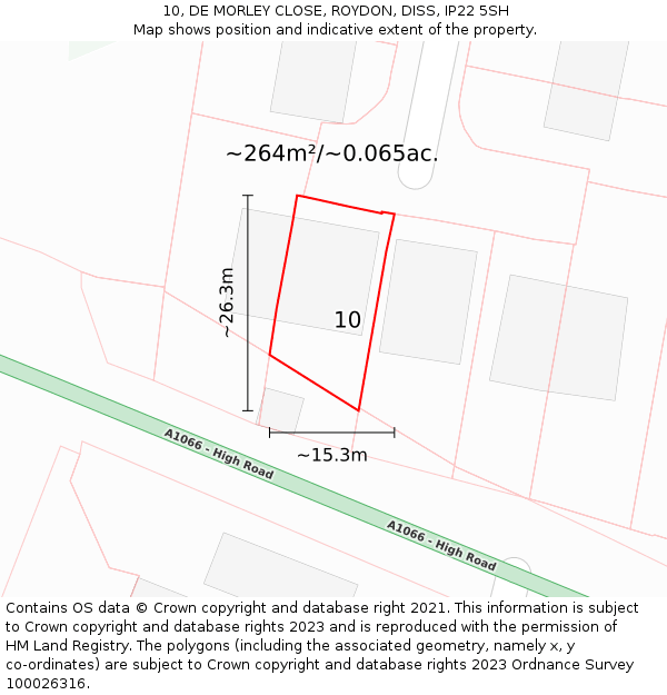 10, DE MORLEY CLOSE, ROYDON, DISS, IP22 5SH: Plot and title map