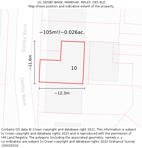 10, DENBY BANK, MAREHAY, RIPLEY, DE5 8LD: Plot and title map