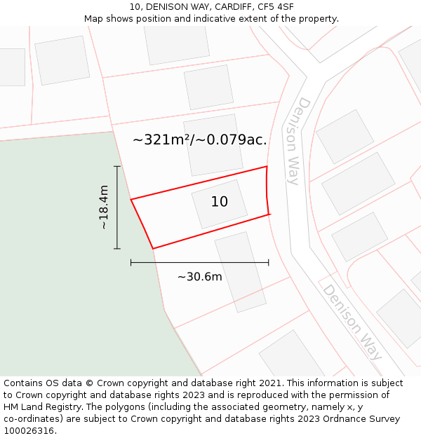 10, DENISON WAY, CARDIFF, CF5 4SF: Plot and title map