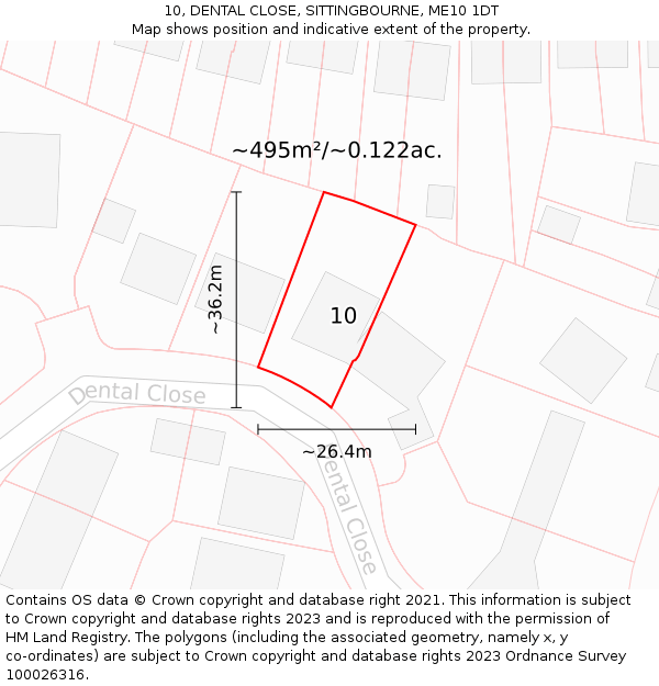 10, DENTAL CLOSE, SITTINGBOURNE, ME10 1DT: Plot and title map