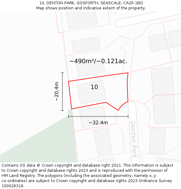 10, DENTON PARK, GOSFORTH, SEASCALE, CA20 1BG: Plot and title map