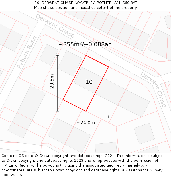 10, DERWENT CHASE, WAVERLEY, ROTHERHAM, S60 8AT: Plot and title map