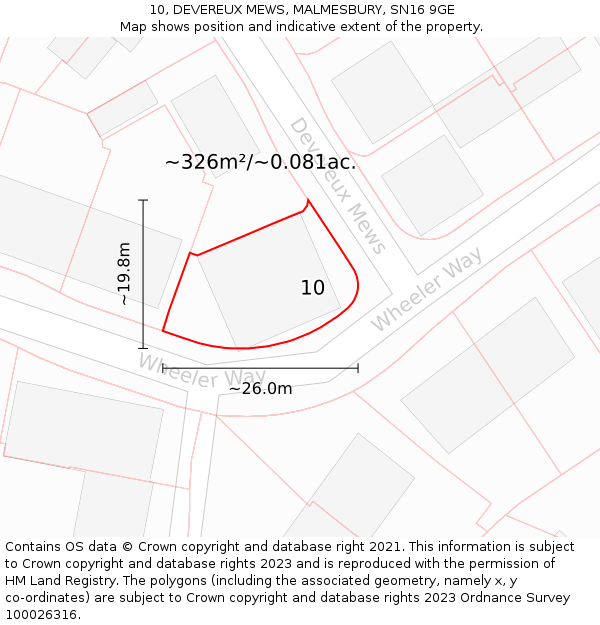 10, DEVEREUX MEWS, MALMESBURY, SN16 9GE: Plot and title map