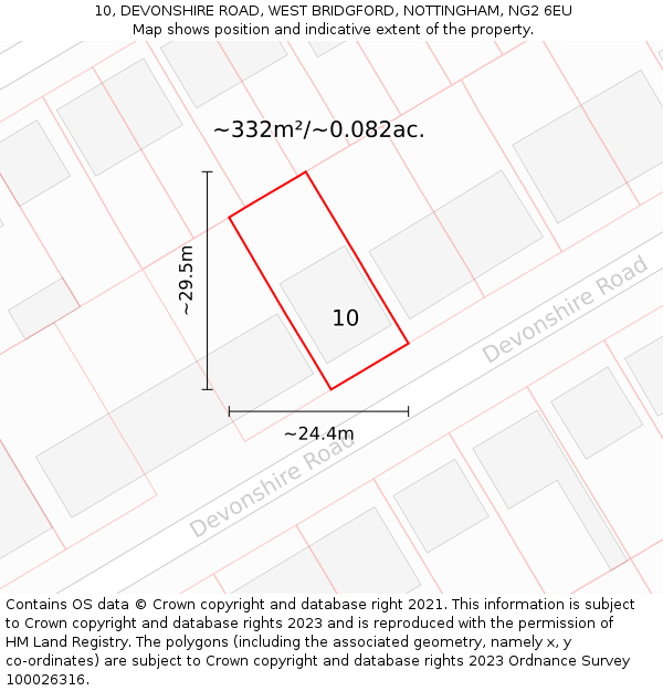 10, DEVONSHIRE ROAD, WEST BRIDGFORD, NOTTINGHAM, NG2 6EU: Plot and title map