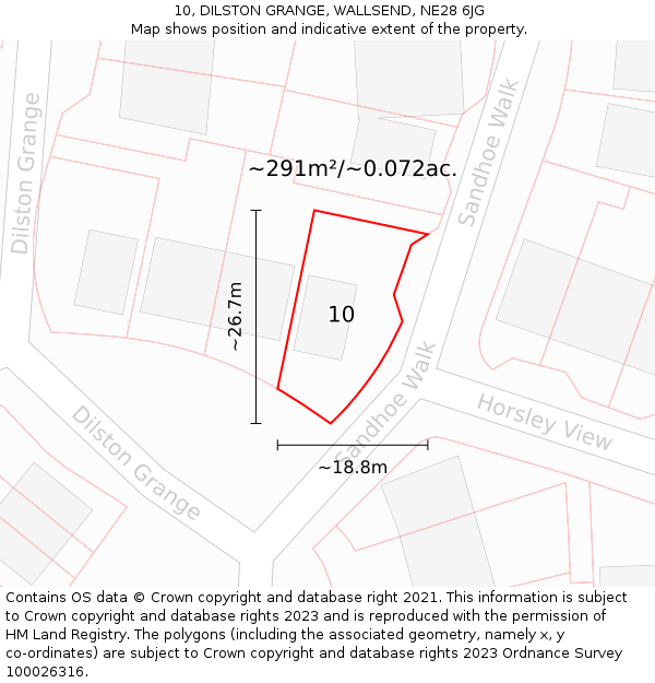 10, DILSTON GRANGE, WALLSEND, NE28 6JG: Plot and title map